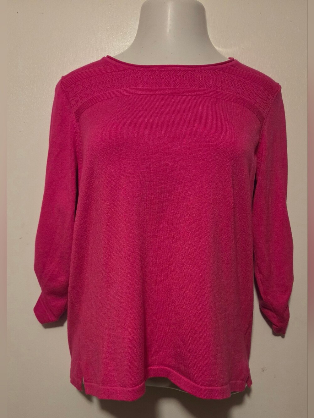 Roz & Ali XL Bright Pink Knit Boatneck Sweater